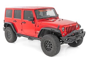 Jeep Wrangler Fender Flares - Front + Rear - Rough Country - High Clearance LED Flat - Black - '07-'18 Jeep Wrangler Fender Flares - Front + Rear - Rough Country - High Clearance LED Flat - Black - '07-'18